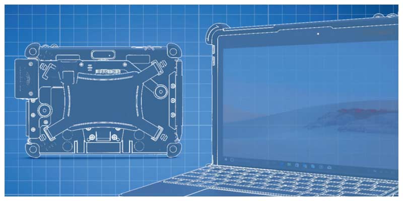 Blueprints graphic of tablet designs